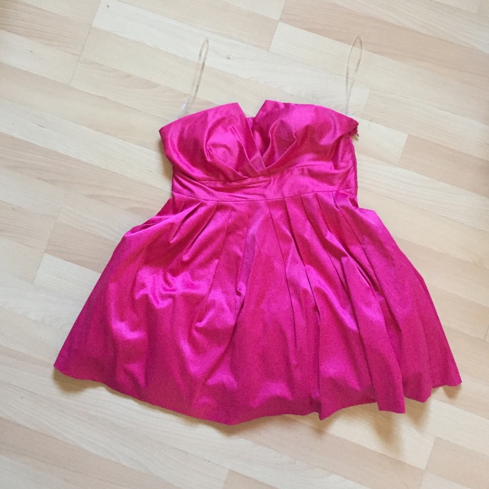 Hot pink strapless cocktail dress